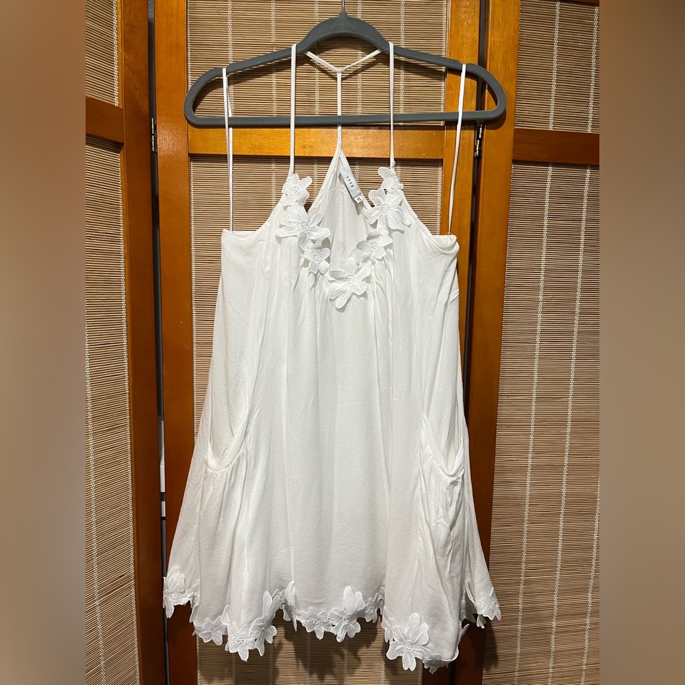 🔒 LUSH white sleep dress with floral trim, size S